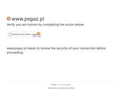 The website screenshot for https://www.psgaz.pl