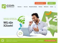 The website screenshot for https://x2com.nl