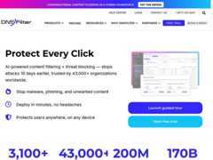 The website screenshot for https://www.dnsfilter.com/