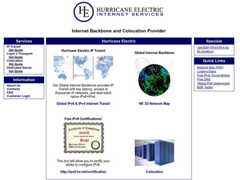 The website screenshot for https://he.net