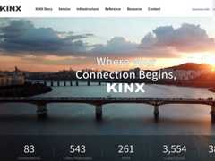 The website screenshot for https://www.kinx.net/?lang=en