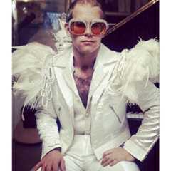 Taron Egerton Rocketman Motorcycle Leather Elton John White Jacket