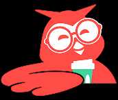 Owly enjoying a cup of coffee