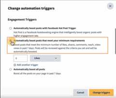 change automatic engagement triggers under settings