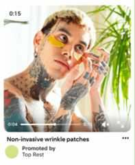 publicité pour les patchs anti-rides de Top Rest sur Pinterest