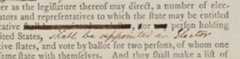 Close up of a document showing handwriting added to the printed document reading 'shall be appointed an elector.'