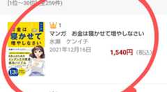 楽天ブックス金融カテゴリで1位!「マンガ お金は寝かせて増やしなさい」(水瀬ケンイチ著)