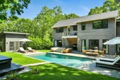 House with private pool and patio furniture