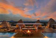 Restaurant rooftop view at sunset