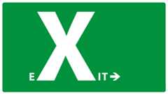 EXIT sign with oversized X