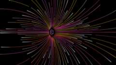 Copyright symbol at center of strings of colored light