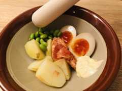 じゃがいも＋マヨネーズ＋味玉＋枝豆＋炙り明太子のポテサラ