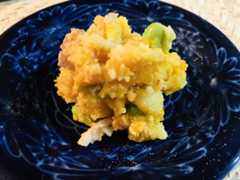 じゃがいも＋マヨネーズ＋味玉＋枝豆＋炙り明太子のポテサラ