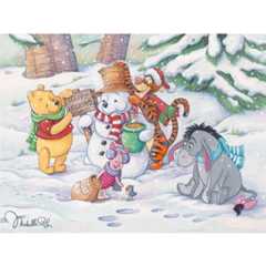 Winnie the Pooh and Pals ''Pooh's Winter Holiday'' Gallery Wrapped Canvas by Michelle St.Laurent – Limited Edition