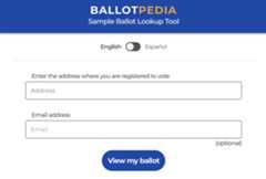 Ballotpedia sample ballot lookup interface preview