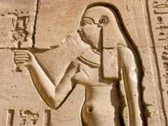 Cleopatra hieroglyphic carving the Ancient Egyptian queen Cleopatra. Wall of the Temple of Horus at Edfu, Egypt.