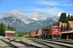 A train station in the Rocky Mountains near Banff
