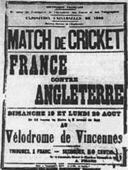 A poster for the last Olympic cricket match in 1900 ©Standard Athletic Club