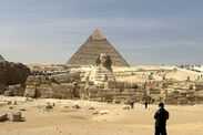 The pyramids of Khufu, Khafre, and Menkaure, built 4,500 years ago