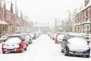 Typical UK street in winter snow