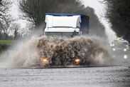 Motorists contend with heavy flooding near Belfast International airport on January 27, 2026 in Antrim, Northern Ireland