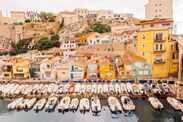 Port du Vallon des Auffes harbour, aerial view, Marseille, France
