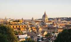 Rome city skyline at sunset. 