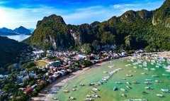 Aerial view of El Nido on the Island of Palawan, Philippines