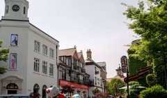 SONGJIANG DISTRICT, SHANGHAI, CHINA - 2016/04/17: Attracted by the London style of Thames Town, many tourists come to the town o