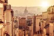 Panorama of Paris, view from the hill of Montmartre, in Paris France