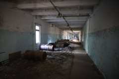 Corridor in Duga Radar Base, Chernobyl Exclusion Zone, Ukraine