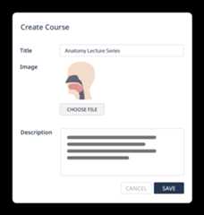 User interface for creating a course with anatomy image upload.