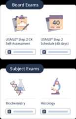 Learning path progress for board and subject exams.