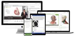 Multiple devices displaying human anatomy and health education content.