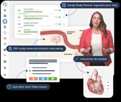 Rn and lpn video library features educational planner and study tools.