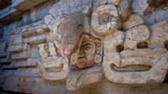 A carving on a recently discovered Zapotec tomb in Oaxaca, Mexico.