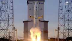 An Arianespace Ariane 6 rocket launches the Sentinel-1D Earth-observation satellite from French Guiana on Nov. 4, 2025.