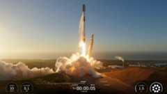 A SpaceX Falcon 9 rocket launches 28 Starlink satellites from Vandenberg Space Force Base in California on Oct. 27, 2025.