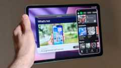 An 11-inch iPad Pro running the Slide Over feature in iPadOS 26.1