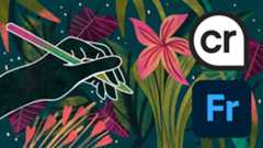 Adobe Max London; an illustrated hand draws a flower