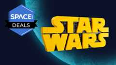 The Lego Star Wars Logo on blue planet backdrop with Space.com logo.