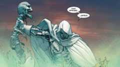 Doctor Doom holding Thanos&#039; spinal column and head aloft in victory in Secret Wars (2015)
