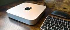 Mac mini on a wooden desk