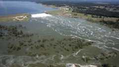 View of the Livingston Dam in Texas during a water release.