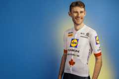 Derek Gee-West in his new Canadian champion's Lidl-Trek kit for 2026