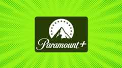 Paramount+ logo on a bright green dot background
