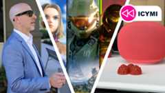 Lance wearing Ray-Ban glasses, next to Master Chief and a Google Home Speaker