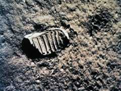 A footprint left on the moon during NASA's Apollo program.