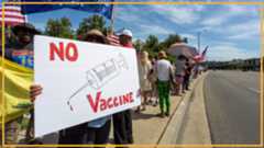 a photograph of an American anti-vaccine protest