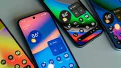 Pixel 10 models with different color home screens 
